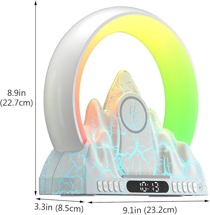Wake Up Light Sunrise Alarm Clock with Wireless Charger, Smart APP Control, 16 Million Color Lighting & Natural Sounds for Bedroom Desk Decor