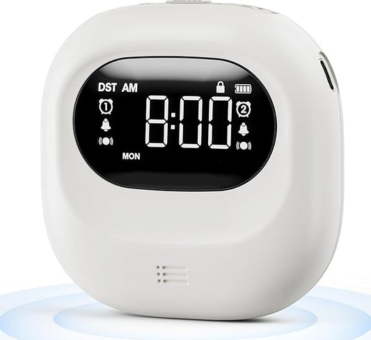 Roxicosly Super Strong Vibrating Alarm Clock for Heavy Sleepers, Adjustable Vibration Bed Shaker Under Pillow for Hearing Impaired Deaf, Cordless, Small, USB Rechargeable for Travel