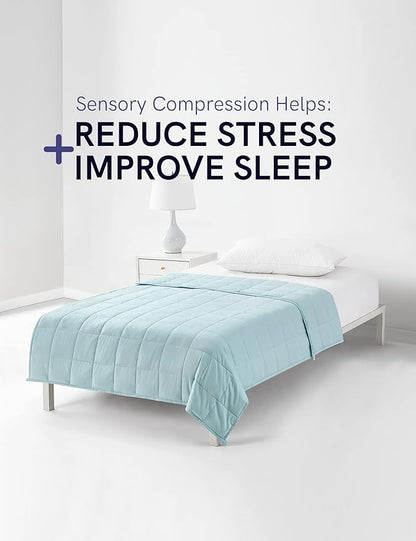 YnM Weighted Blanket,Heavy 100 Percent Oeko-Tex Certified Cotton Material, Bed Blanket for One Person of 190lbs, Ideal for Queen/King Bed (60x80 Inches, 20 Pounds, Light Blue)