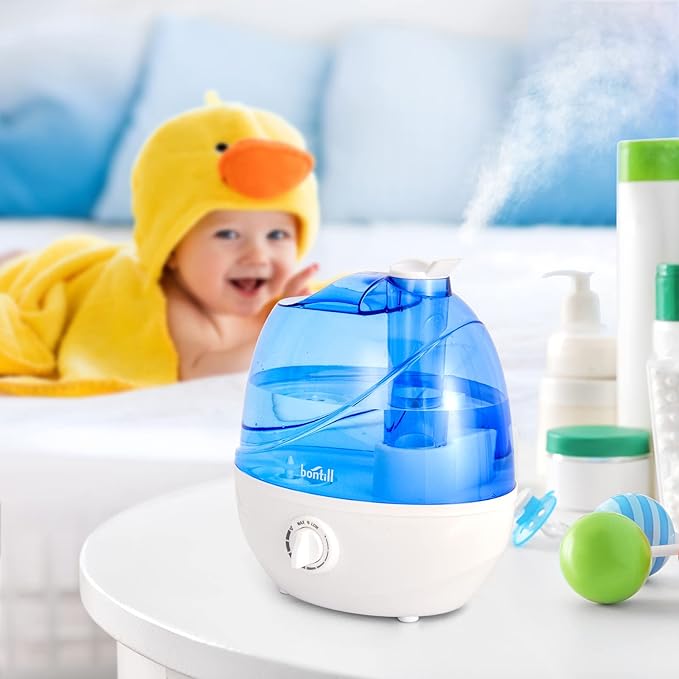 Cool Mist Humidifiers for Bedroom & Large Room (2.5L Water Tank) Quiet Ultrasonic Air Humidifier For Babies Nursery, Office, Indoor Plants & Whole House -Adjustable 360 Rotation Nozzle, Auto-Shut Off