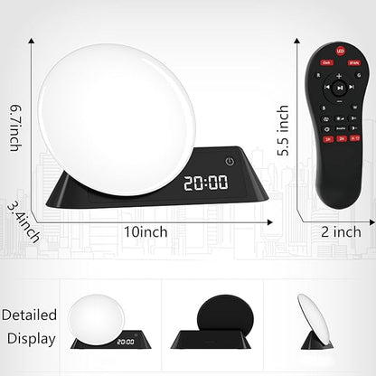 Smart Sunrise Alarm Clock, Wake Up Light with APP & Remote Control, 12 Soothing Sounds Machine, 9 Dynamic RGB Light Scenes, Sleep Aid & Dual Alarms for Heavy Sleepers, Ideal for Gift