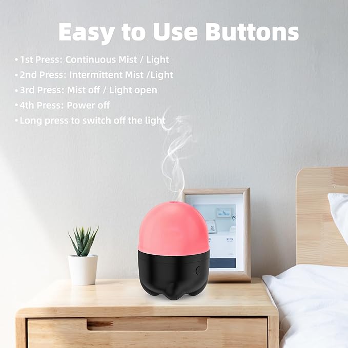 150ML Cordless Essential Oil Diffuser, Built-in 6000mAH Rechargeable Battery, 7 Hours Run Time, 7 Colors LED Light, Portable Aromatherapy Diffuser for Home, Outdoor, Travel