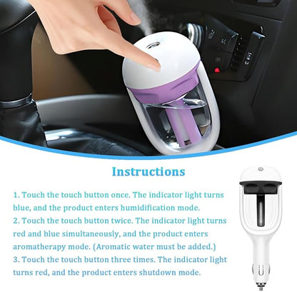 Car Mini Humidifier, Auto Shut-Off 180-Degree Rotation Small Vehicle Purifier Diffuser for Travel, Portable Plug-in Compact Automotive Air Humidifier, Universal for Most Vehicles (Black)