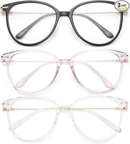 Gaoye Blue Light Blocking Glasses - Trending Round TR90 Frames, Metal Arms, UV400 Protection - Matching Soft Case