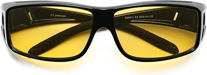 Fit Over Glasses Blue Light Blocking and Night Vision Driving Glasses for Men Women Wrap Around Goggles Eyewear PT2006