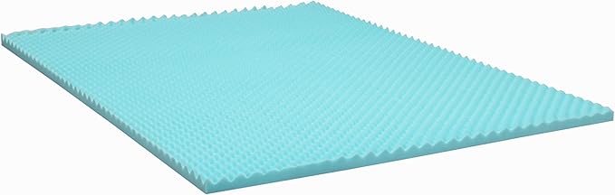 Beautyrest Cool Wave Convoluted Pressure-Relieving Memory Foam Mattress Topper, Twin, 2-Inch, Blue
