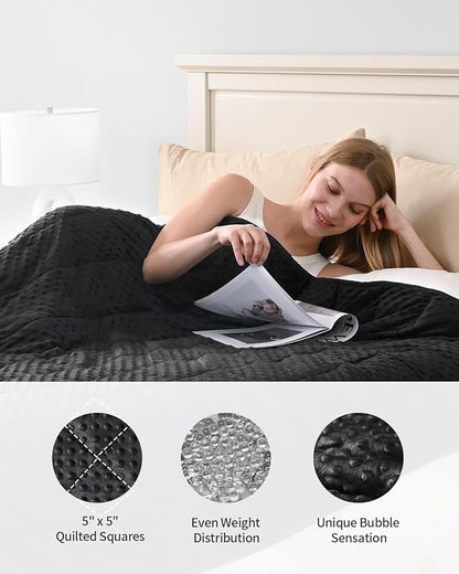 Mr. Sandman Weighted Blanket for Adults, Heavy Blanket for Woman, Man Sleeping/Calm, Soft and Cozy Weighted Throw Blankets, Machine Washable, 60 x 80in, 15 lbs, Black