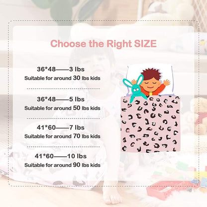 Sivio Weighted Blanket - 100% Cotton Weighted Blanket 3 lbs 36 x 48 inches, Washable Breathable Soft Heavy Blanket for Home and School Nap, Pink Leopard