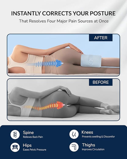 Extra Large Knee Pillow for Side Sleeper - Slow-Recovery Memory Foam Knee Pillow for Hip Pain, Sciatica Relief, & Injury Recovery – Perfect for Tall Individuals and Side Sleepers