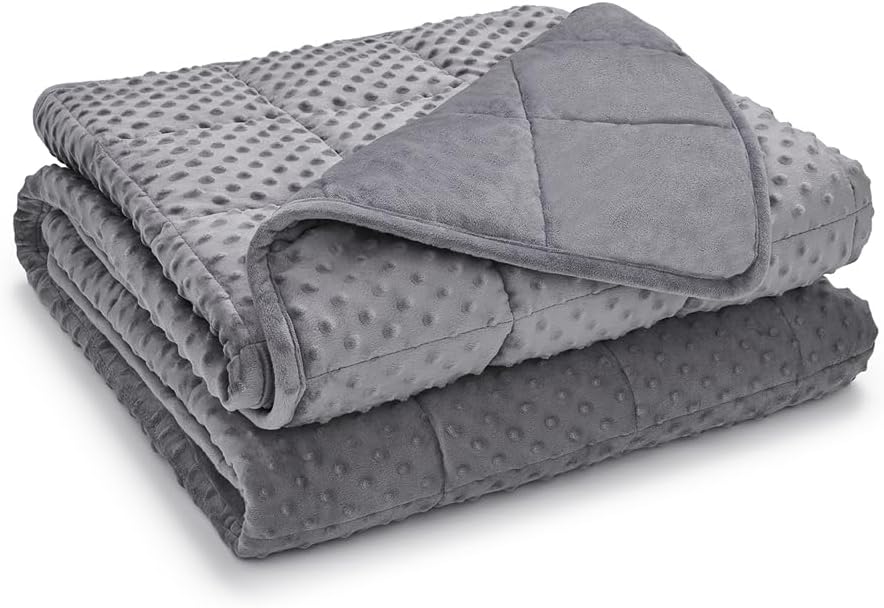 TONGDADA Minky Weighted Blanket | 40''x60'',5lbs | Cozy and Soft Minky Weighted Throw Blanket | Luxury Velvet with Premium Glass Beads | Dark Grey Minky