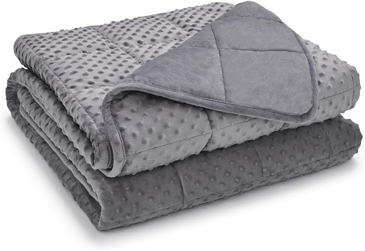 TONGDADA Minky Weighted Blanket | 40''x60'',7lbs | Cozy and Soft Minky Weighted Throw Blanket | Luxury Velvet with Premium Glass Beads | Dark Grey Minky