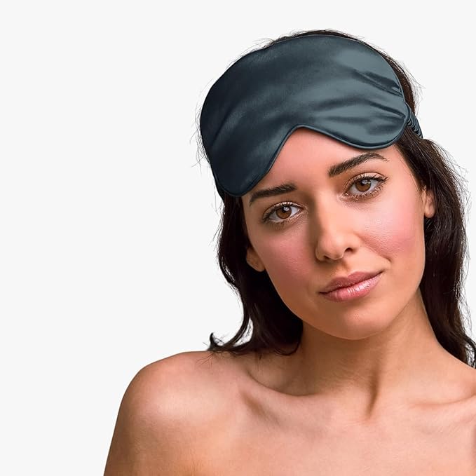 Grace & Company Silky Satin Eye Mask for Women - Premium Black Satin Silk Sleep Mask - Hydrating, Ultra Soft & Lightweight Vegan Sleeping Mask - Midnight