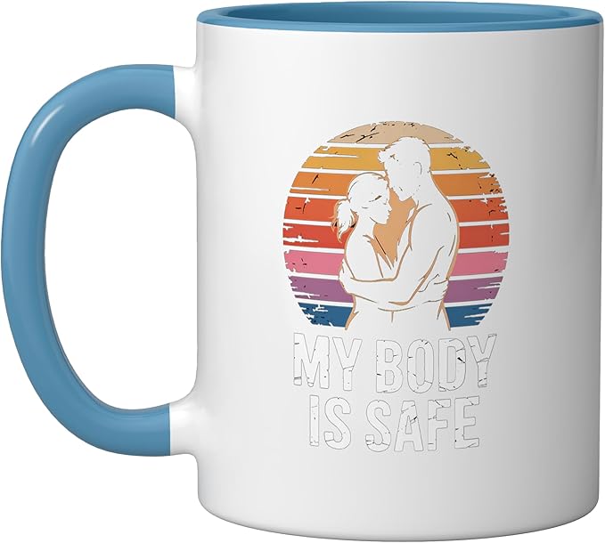 Breathing Relaxation Stress Relief Vagus Nerve Stimulation Ceramic Mug, Blue/White
