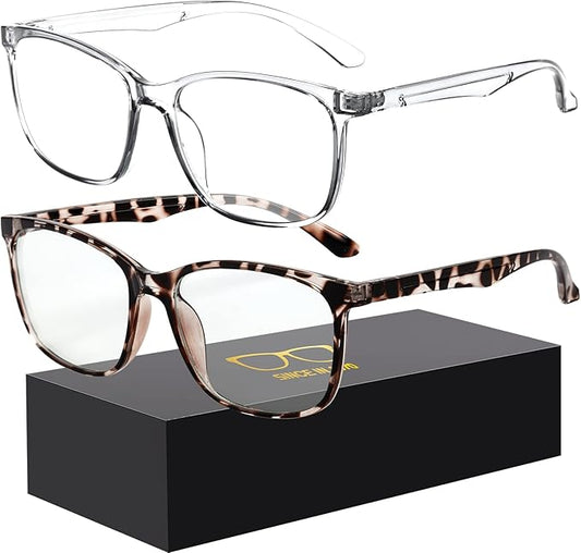 Blue-Light Blocking Glasses Computer Reading/Gaming/TV/Phones Glasses Fashion Anti Eyestrain UV Glasses for Women Men（B2 Douhua + Transparent）