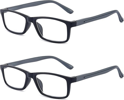 Reading Glasses Blue Light Blocking for Men Women,Rectangular Frame Computer Readers with Spring Hinge