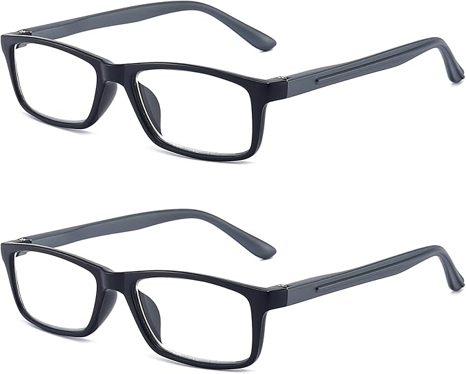 Reading Glasses Blue Light Blocking for Men Women,Rectangular Frame Computer Readers with Spring Hinge