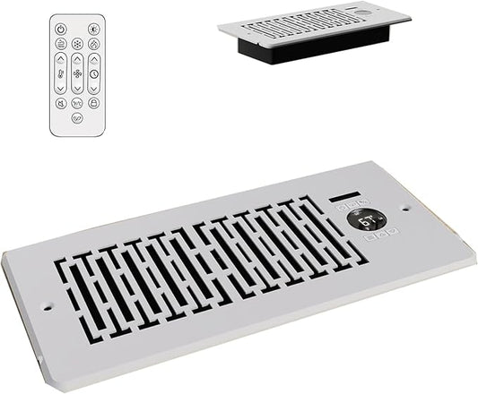 Register Booster Fan for 4"x10", 10-Speed Smart Vent Fan, Improves Heating and Cooling Vents for Home with Intelligent Thermostat and Remote Control