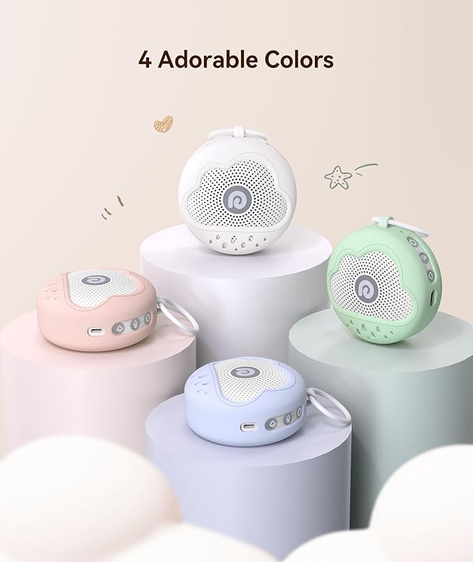 Dreamegg White Noise Machine - Portable Sound Machine Baby with Safe Silicone Cover, Features Powerful Battery, 21 Soothing Sound, Noise Canceling for Sleeping, Baby Registry Gift, Nursery(Pink)