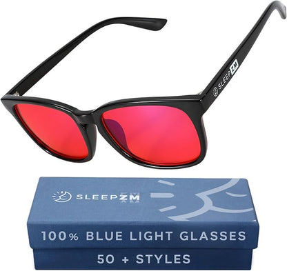 100% Blue Light Blocking Glasses - Better Sleep Anti Eye Strain Protection - Computer Gaming Women Men