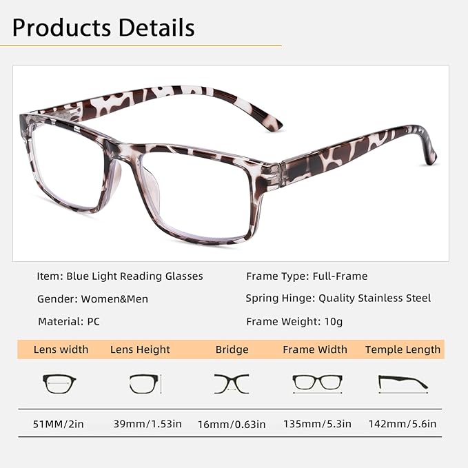 2 Pack Reading Glasses, Leopard Frames Blue Light Blocking Readers,Filter UV Ray/Glare Computer Reading Glasses, Lightweight Spring Hinges Eyeglasses for Women Men(2-pack Leopard,3.0)