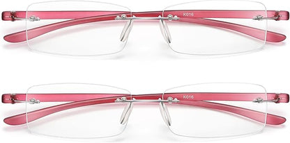 Bhigh 2 Pack Reading Glasses Blue Light Reading Glasses men's reading glasses for women Frameless Computer Reading Glasses