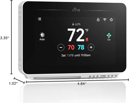 vine Programmable Thermostat for House with 4.3" Touch Screen, WiFi Smart Home Thermostat for AC and Heating, App/Voice Control, Compatible with Alexa and Google Assistant, C-Wire Required, TJ-919T