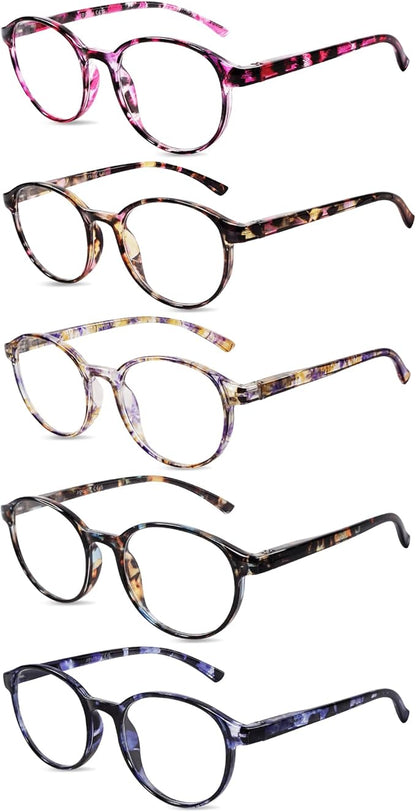 5 Pack Reading Glasses For Women,Blue Light Blocking Computer Reader Spring Hinge Eyeglasses