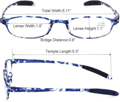 Blue Light Blocking Reading Glasses(Flexible and Lightweight) Plastic Portable Readers for Women