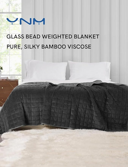 YnM Cooling Weighted Blanket for Adults, Cooling & Cozy Velvet Dual-Sided, 20lbs Heavy Bed Throw for One Person of 190lbs, Four Seasons Use (60x80 Inches, Queen Bed, Dark/Light Grey)