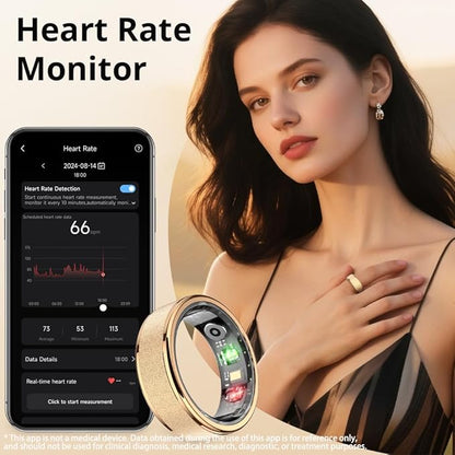 R10 Smart Ring, Smart Health Ring for Women, Features Heart Rate, Blood Oxygen, Sleep Monitoring, Pedometer, and Fitness Tracker, No Subscription Fee. (Rose Gold, 10#)