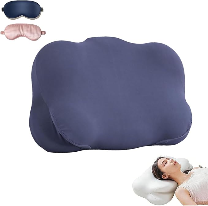 Cloud Neck Pillow, Cloud Pillow, Ergonomic Memory Foam Pillows, Adjustable Cervical Neck Support Pillow with Breathable Pillowcase for Side Back Stomach Sleepers (Dark Blue)
