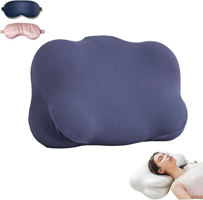 Cloud Neck Pillow, Cloud Pillow, Ergonomic Memory Foam Pillows, Adjustable Cervical Neck Support Pillow with Breathable Pillowcase for Side Back Stomach Sleepers (Dark Blue)