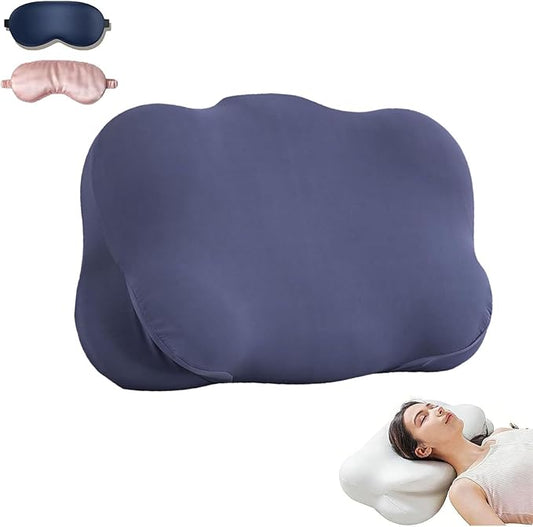 Cloud Neck Pillow, Cloud Pillow, Ergonomic Memory Foam Pillows, Adjustable Cervical Neck Support Pillow with Breathable Pillowcase for Side Back Stomach Sleepers (Dark Blue)