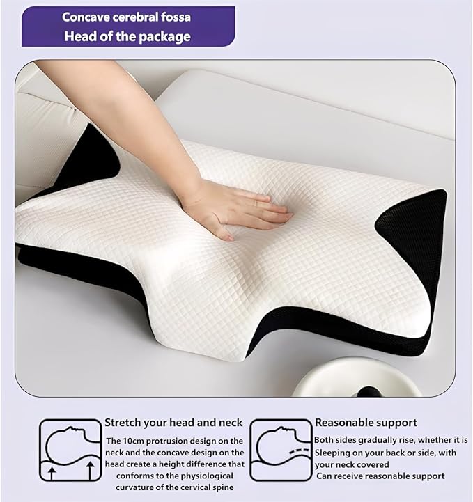 Pillow for Sleep Apnea, Cervical Neck Traction Pillow, 2-in-1 Orthopedic Memory Foam Pillows for Neck Pain Relief, for All Sleeping Positions, Breathable and Not Stuffy (White)