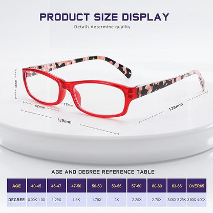 Reading Glasses for Women Men - 5 Pack Blue Light Blocking Spring Hinge Computer Readers Anti Glare UV Eyeglasses