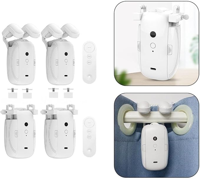 Electric Curtain Opener, Smart Home Automatic Curtain Opener, Battery Powered Remote Controlled Curtain Robot Motor with Remote Control Roman Rod/TU(1 Pack Roman pole)