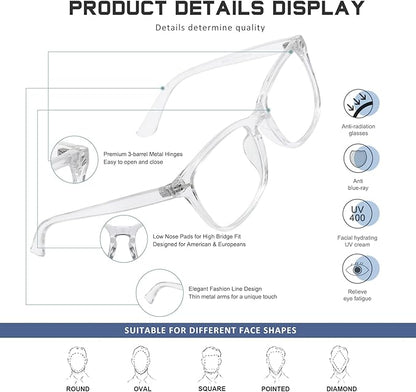 Reading Glasses for Women Men - Blue Light Blocking UV Filter Readers, Anti Eyestrain Eyeglasses