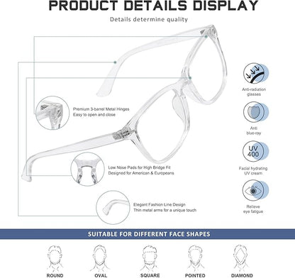 Reading Glasses for Women Men - Blue Light Blocking UV Filter Readers, Anti Eyestrain Eyeglasses