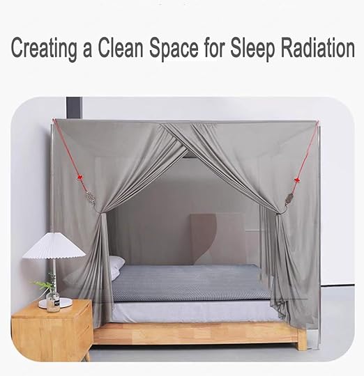 EMF Shielding Bed Canopy,100% Silver Anti-Radiation Fiber Bed Canopy for Insomnia Relief Anti-Mosquito,Silver-79 * 59 * 73in