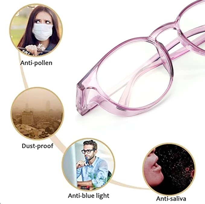 Outray 2 Pack Blue Light Reading Glasses Bifocal Safety Glasses with Readers Side Shields Anti-Saliva for Women Men