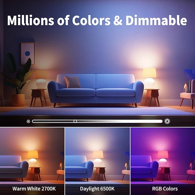 ANWIO Smart Light Bulb BR30 RGB Color Changing, LED WiFi Dimmable Multicolor Light Bulb E26 Base, Compatible with Alexa, Google Assistant, SmartThings, Hub Required, 650lm 8.5W(60W Equivalent) 2 Pack