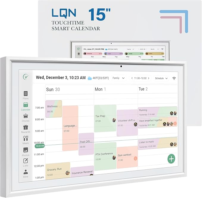 Digital Calendar 15.6 Inch Smart Electronic Family Planner with Chore Chart Display, IPS HD Touch Screen with WiFi App Control, Share Photos, Videos and Sound Reminder,white