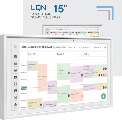 Digital Calendar 15.6 Inch Smart Electronic Family Planner with Chore Chart Display, IPS HD Touch Screen with WiFi App Control, Share Photos, Videos and Sound Reminder,white