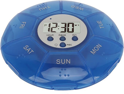 Case with Alarm, Weekly Medicines Setting Up Voice Reminders with Recording Playback Function 7 Day Medication Times Dispenser The Elderly Blind Person