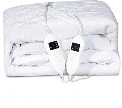 Heated Mattress Pad Queen Size - Electric Mattress Pad with Dual Control, Soft Blanket, Bed Warmer Heater Sheets, 8 Heating Settings,1/2/10 Hours Auto Shut Off, 60" x 80"(Argyle White, Queen)