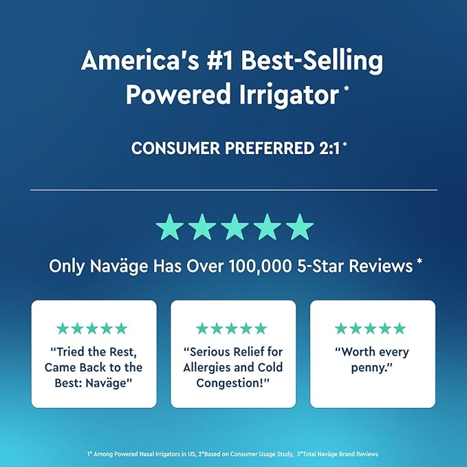 Navage Multi-User Bundle - Navage Irrigation System - Saline Nasal Rinse Kit with 1 Nose Cleaner, 30 Salt Pods, and Extra Nasal Dock and Pair of Nose Pillows
