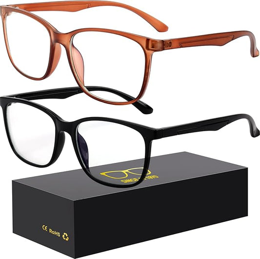 Blue-Light Blocking Glasses Computer Reading/Gaming/TV/Phones Glasses Fashion Anti Eyestrain UV Glasses for Women Men（A8 Black + Coffee）