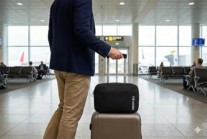 40Winkz CPAP Carrying Case for Travel – Fits ResMed AirMini, Z1, Z2 & Mini Machines, Compact Portable Travel Bag with Shoulder Strap, Luggage Sleeve & Organizer Pockets (Black)