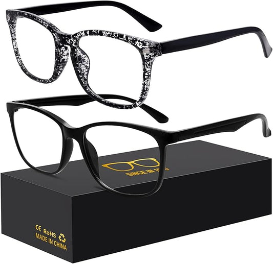 Blue-Light Blocking Glasses Computer Reading/Gaming/TV/Phones Glasses Fashion Anti Eyestrain UV Glasses for Women Men(H4-Black+heidian)