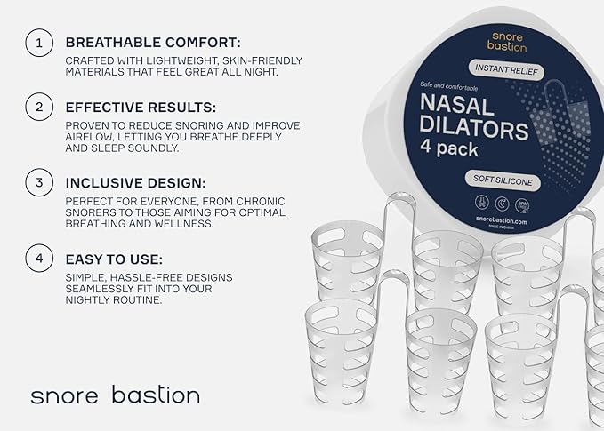 Nasal Dilators for Sleeping - 4 of X-Large ONLY (XL) Soft Silicone Nasal Cones - Nostril Opener - Nasal Expander for Breathing - Nose Vents - Anti Snoring Devices